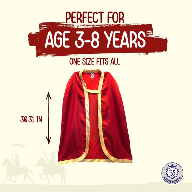 Liontouch - Noble Knight Cape for Boys, Red | Age 3-8 Years - One Size Fits All | Medieval Pretend Play Toy Cloak for Kids | Dress Up, Fancy Dresses, Cosplay & Royal Knight Costume Accessory - Image 4